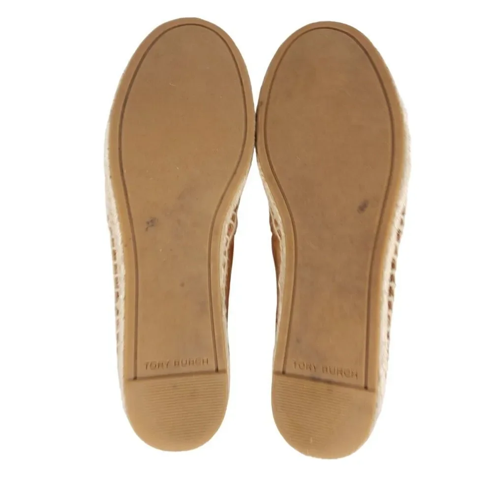 Tory Burch Women's US 7,5M Brown Leather Suede Flats Slip-On Espadrilles Shoes
